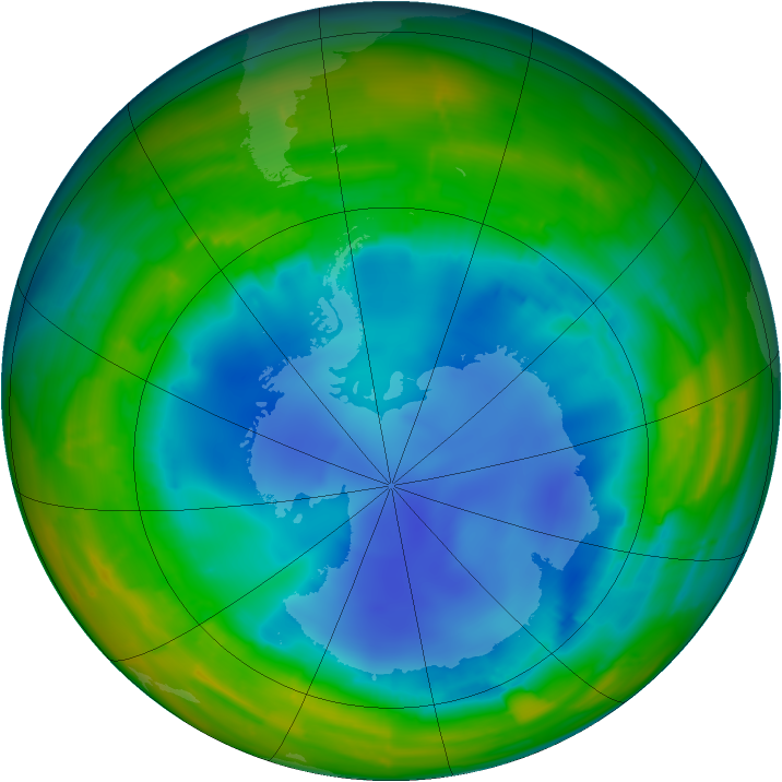 Antarctic ozone map for 06 August 2009